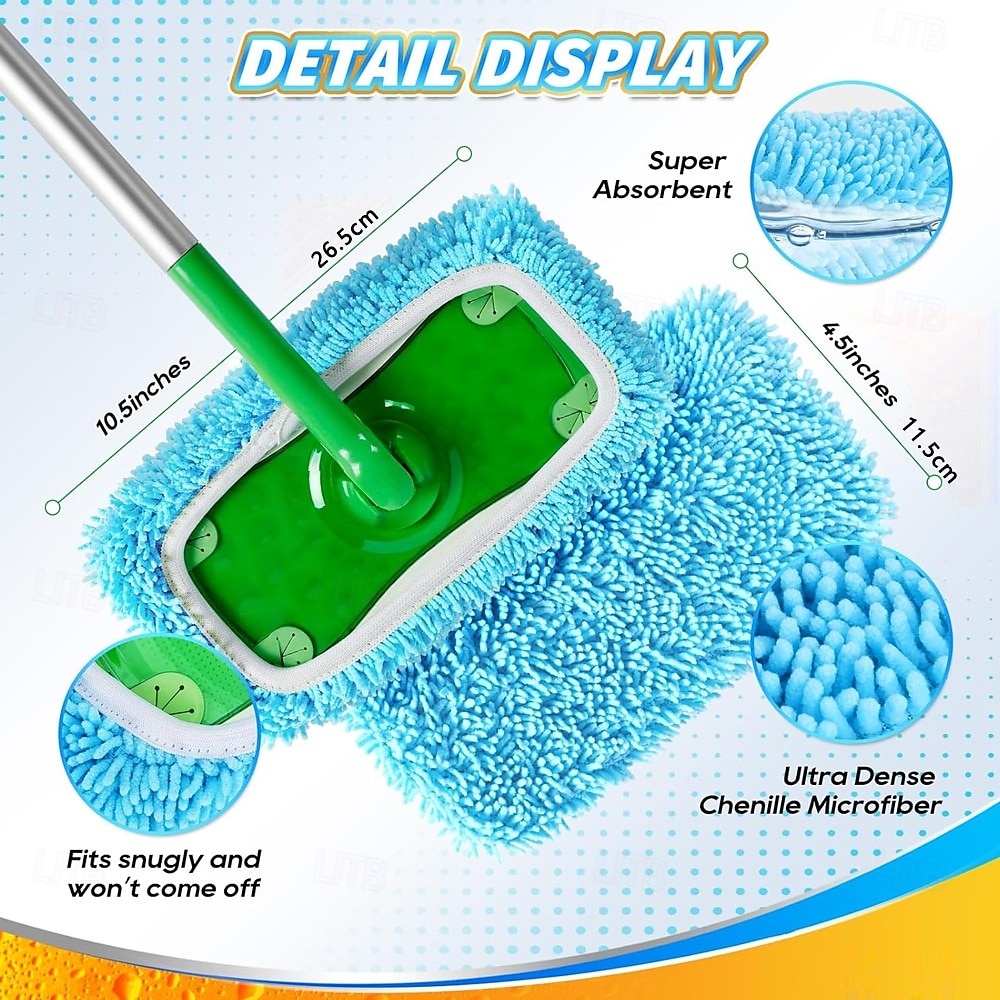 set di panni per mocio in microfibra riutilizzabili da 12 pollici, ricariche per mocio lavabile per pavimenti bagnati &lavaggio a secco, compatibile con la maggior parte dei mop piatti, testine del 2025 a $13.99 –P1