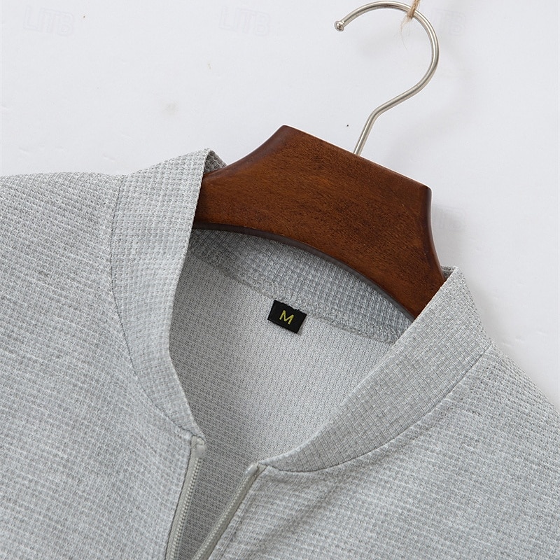 Per uomo Giacca Leggera Giacca a nido d'ape Giacca Casual Vacanza Quotidiano Traspirante Tasca Primavera Autunno Semplice Moda Classico Collo alla coreana Regolare Nero Bianco Blu Cachi Grigio Giacca del 2025 a $29.99 –P8