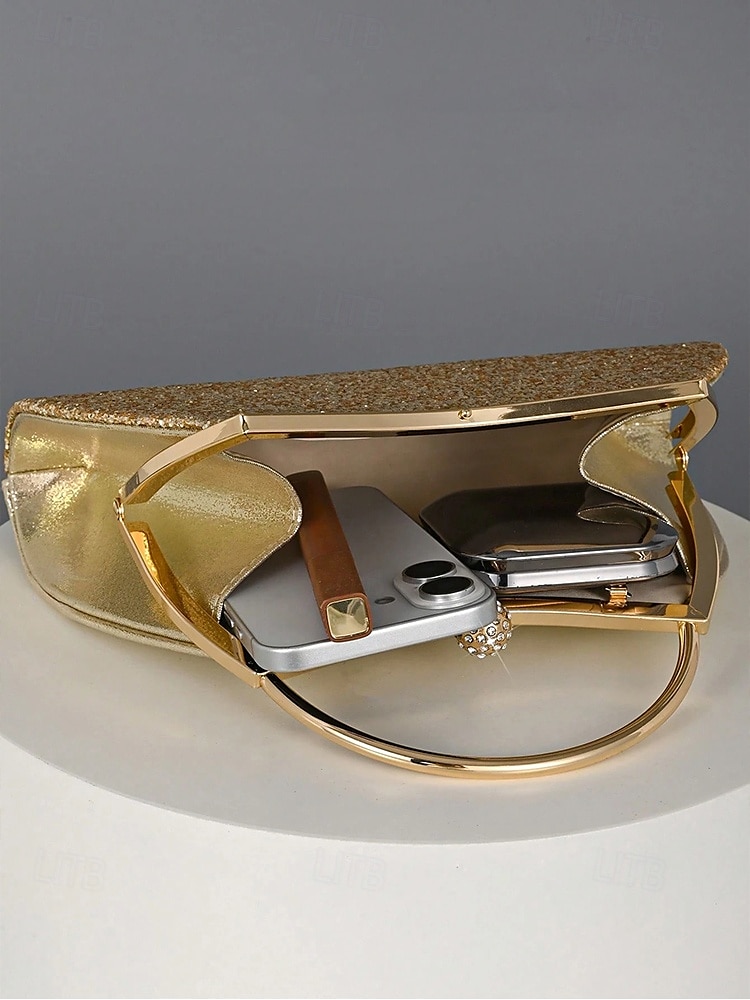 Pochette de soirée pailletée pour femme – Sac à main doré scintillant avec bandoulière chaîne, élégant sac de soirée pour mariages, bals et cocktails de 2025 ? $19.99 –P8