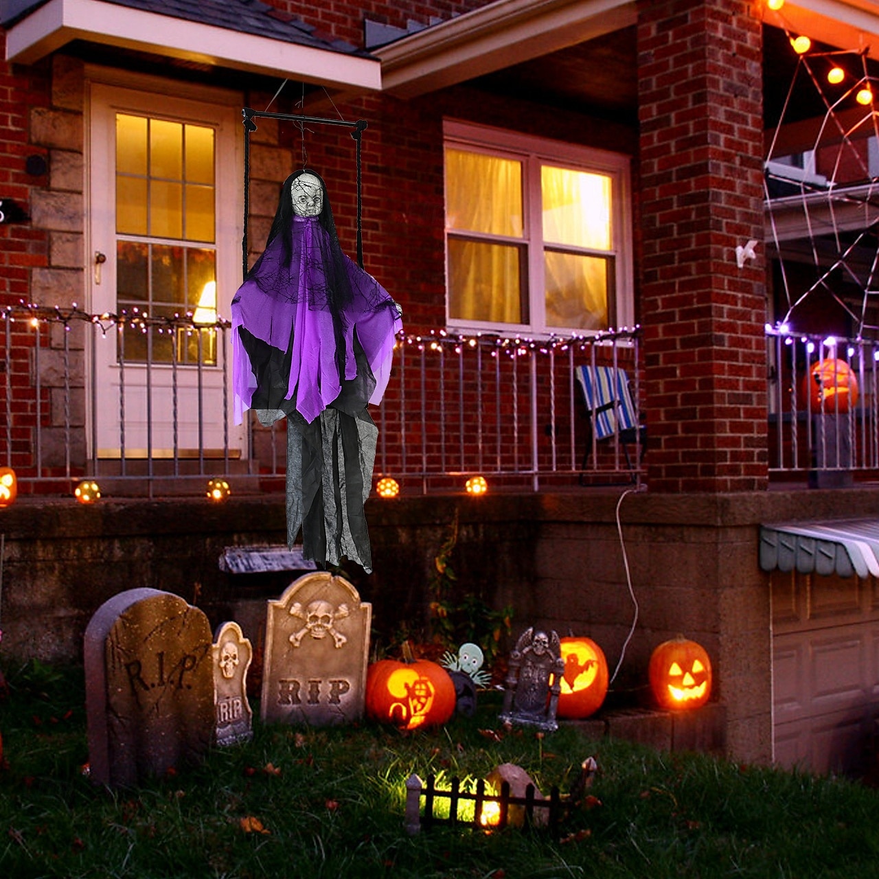 hängande spökdekoration obehagligt spetstyghänge för halloweenbar och dekor för fester lätt och skrämmande design 2025 - $57.99 –P5