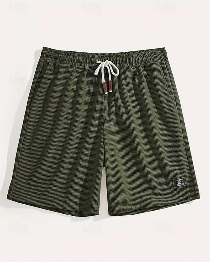 Męskie Szorty waflowe Szorty Letnie szorty Szorty na co dzień Kieszeń Elastyczny pas Ściągana na sznurek Równina Komfort Oddychający Do kolan Na zewnątrz Urlop Sportowy Codzienny Czarny Biały Średnio 2026 - $17.99 –P15