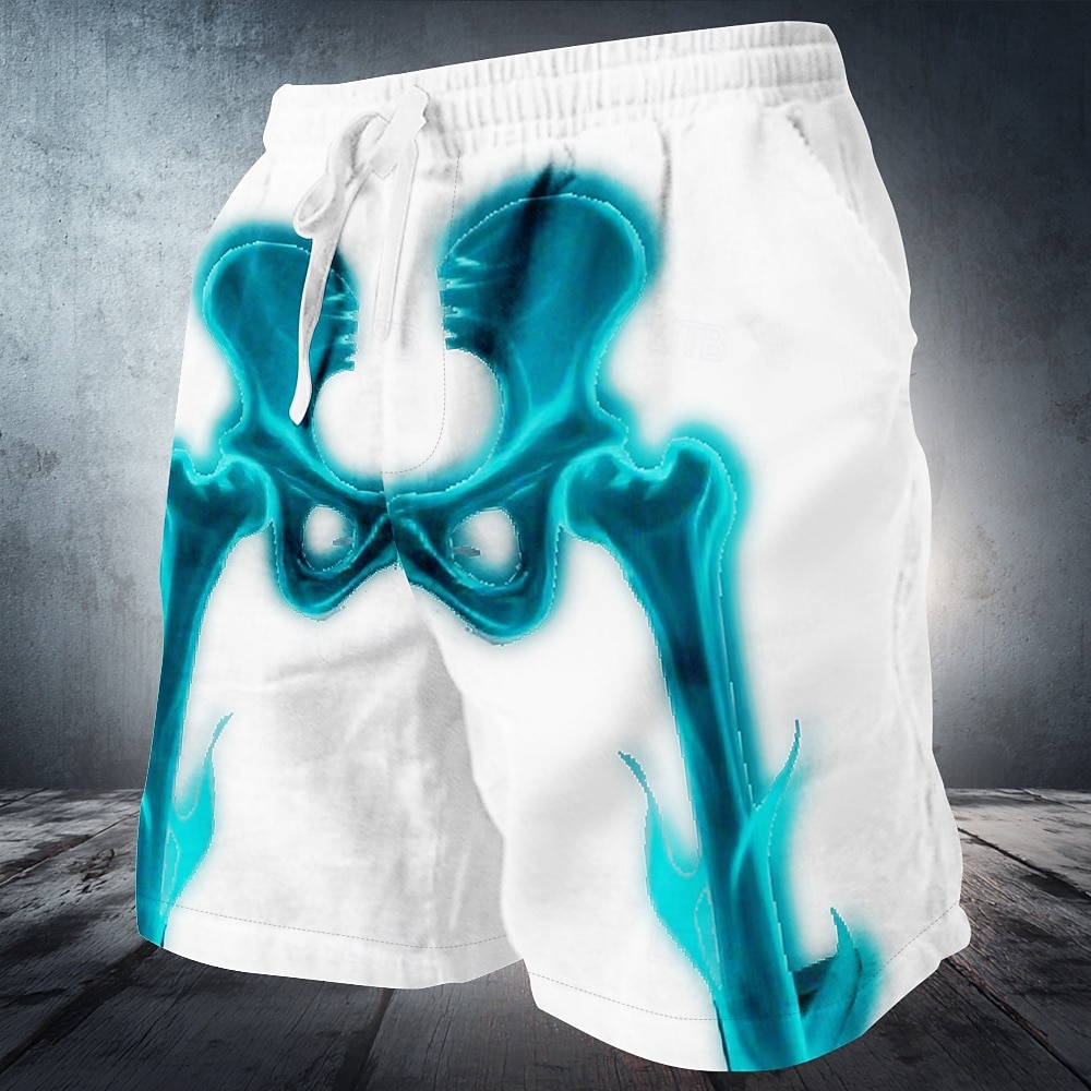 Bărbați Fosforescent Os Schelet Pantaloni scurți de sudoare Pantaloni scurți de plajă Pantaloni scurți Terry Talie medie Punk întunecat gotic Concediu Imprimare 3D cu buzunar lateral Talie elastic 2025 - $19.99 –P4