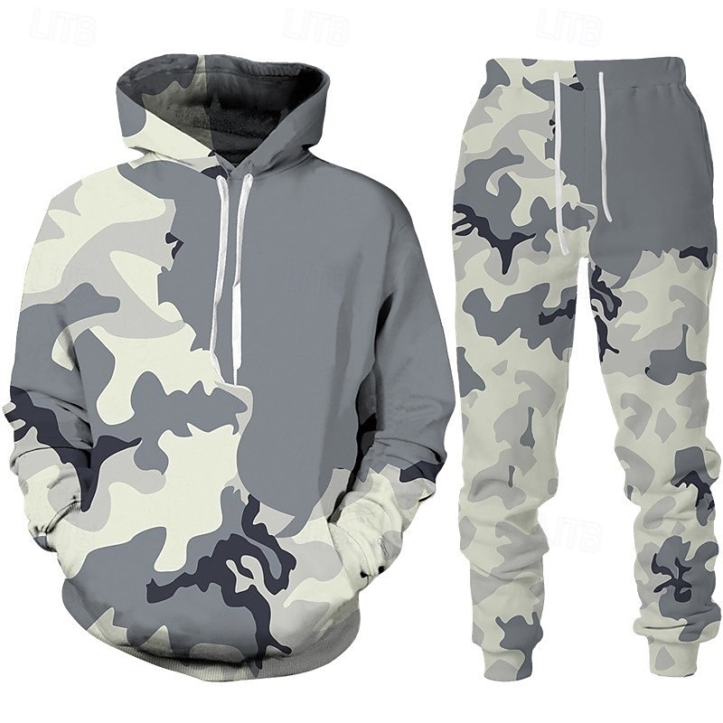 Hombre Tracksuit Conjunto de atuendo Conjunto de sudaderas con capucha Sudadera Exterior Diario Deportes Bolsillo Correa camuflaje Negro Naranja Gris Ligero Impresión gráfica Poliéster Ropa de Deporte 2025 - $34.99 –P3