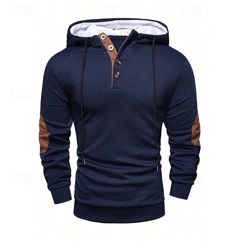 Hombre Sudadera Sudadera con capucha y cremallera de un cuarto Blanco Azul Marino Marrón Caqui Gris Con Capucha Plano Con Texturas Deporte Casual Diario Ropa de calle Fresco Design Primavera & Otoño 2025 - $27.99 –P4
