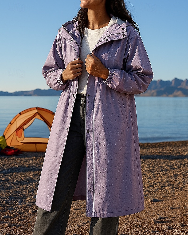 Damen Regenmantel Außen Wasserdicht Winddicht Wanderoutfits Wanderbekleidung Winter Herbst Oberteil Camping / Wandern / Höhlenforschung Laufen Einfarbig Rosa Blau Purpur 2025 - $28.99 –P1