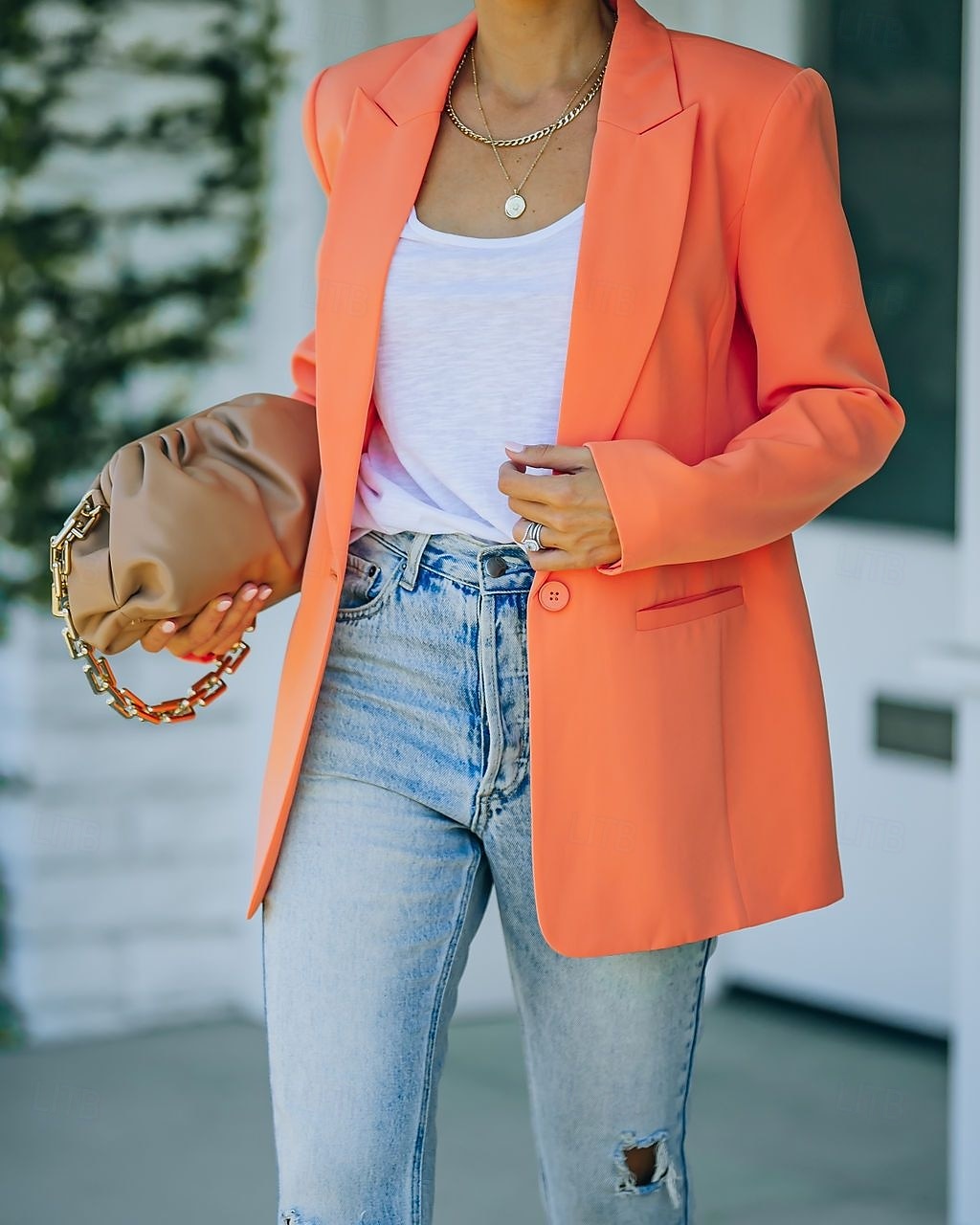Damen Blazer Bequem Atmungsaktiv Tasche Mode Modern Einfach Arbeit Täglich Regulär Umlegekragen Normale Passform Langarm Oberbekleidung Rosa Orange Grün Frühling Herbst 2025 - $26.99 –P3