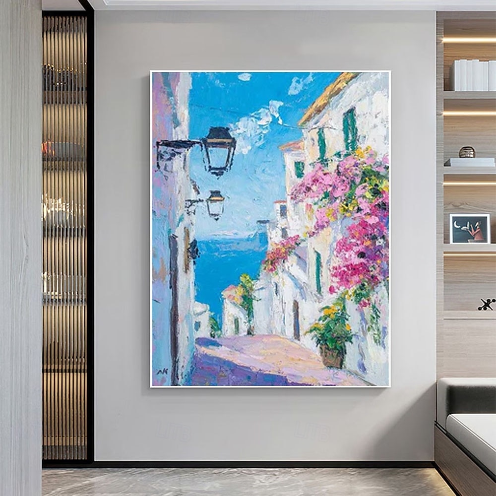 Handmade abstract street art oil painting France Paris City Landscape oil painting Oil painting of Street View of Paris City People walking in the bustling streets of Paris frame painting 2025 - $255.79 –P5