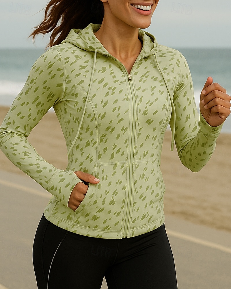 Femmes Veste de course Veste d'extérieur Veste à capuche Cordon de serrage manche longue Top Athleisure Protection solaire Coupe-vent Extérieur Course Yoga Tenue de sport Tenues de Sport Blanche Vert de 2025 ? $35.99 –P3