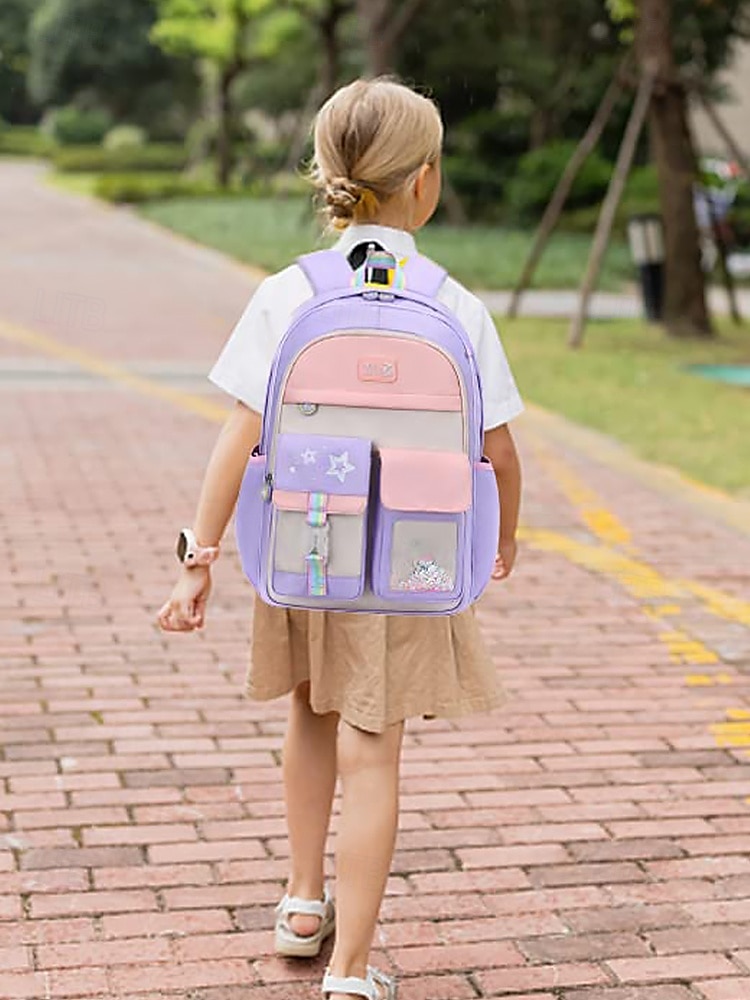 Zaino scolastico pastello arcobaleno per ragazze preadolescenti borsa per libri leggera di grande capacità con multi tasche per viaggi quotidiani a scuola elementare del 2026 a $32.99 –P1