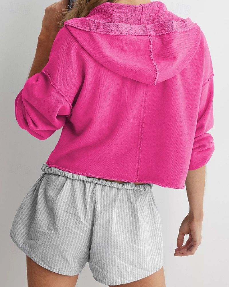 Per donna Felpa con cappuccio Felpe con cappuccio Semplice Streetwear Casual Manica Lunga Con Cappuccio Top Regolari Streetwear Ferie Nero Fucsia Grigio chiaro Autunno Inverno del 2025 a $26.99 –P2