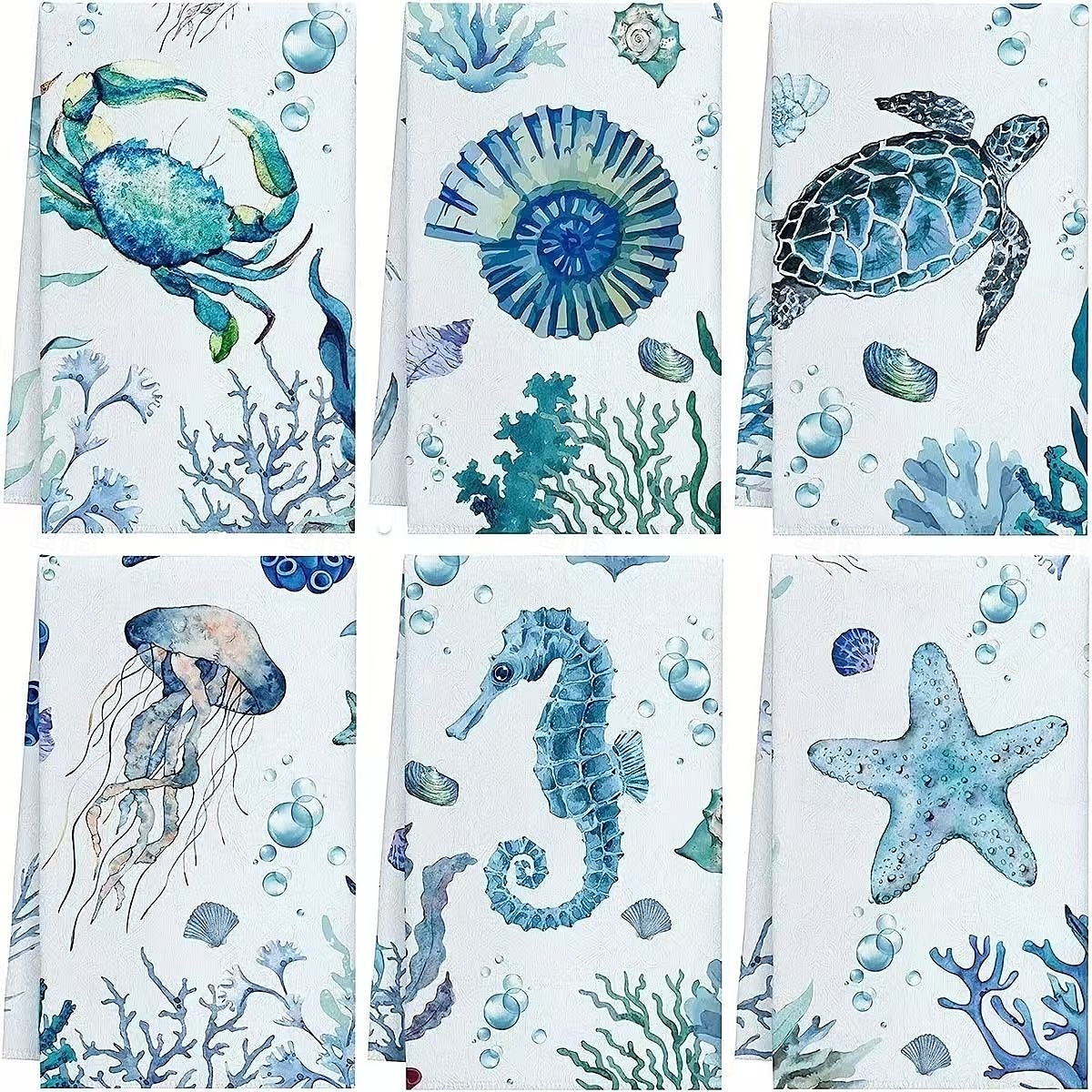 Ensemble de 6 torchons de cuisine en microfibre ultra doux et absorbants, motif tortue de mer et animaux marins, pour la cuisine, la pâtisserie et le nettoyage, torchons de cuisine décoratifs pour la de 2025 ? $22.99 –P2