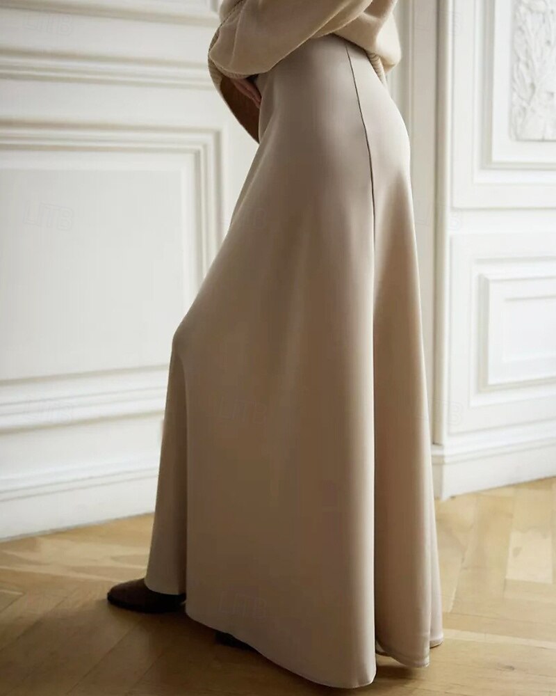 Femmes Jupe Moulant Mode Maxi Taille Basse Jupes Uni Micro-Élastique Soirée Rue Noir Blanche Kaki Gris Claire Automne Polyester de 2025 ? $22.99 –P14
