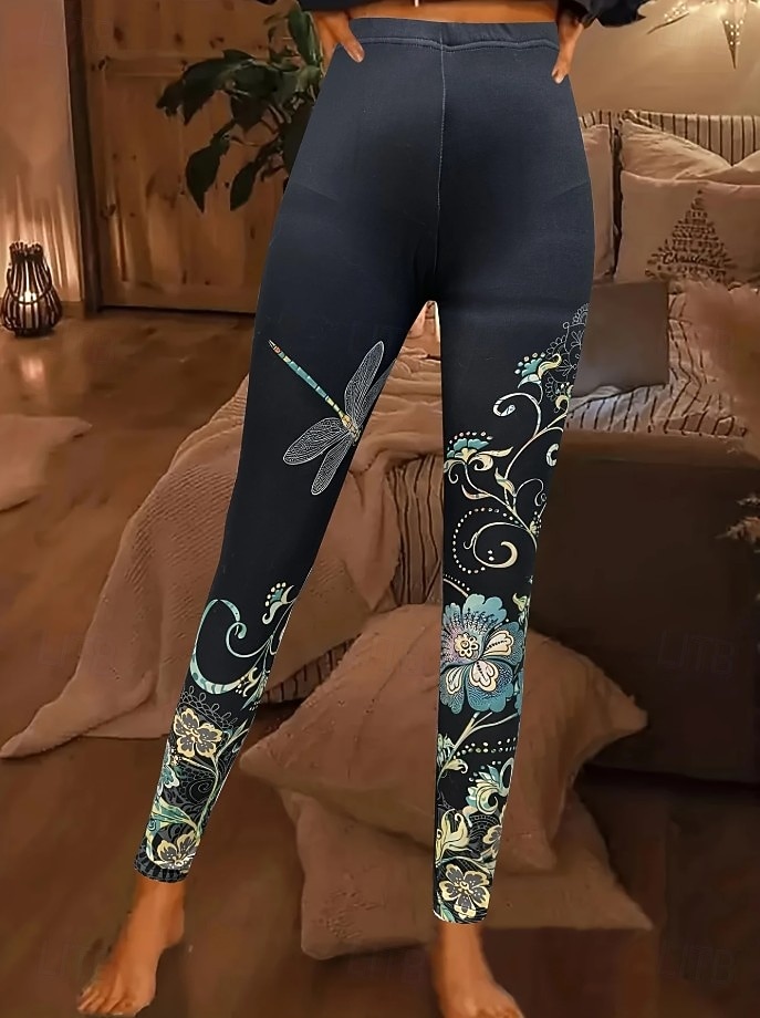 Mulheres Leggings Férias Vintage Estilo Étnico Mimolet Cintura Alta Floral Gráfico Pássaro Impressão 3D Secagem Rápida Respirabilidade Macio Com Stretch Diário Casa Ao ar livre Bronzeado Preto Outono de 2026 por $21.99 –P3