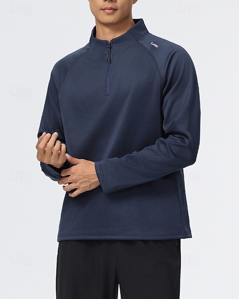 Hombre Sudadera tipo jersey Camisa para senderismo cima de senderismo Manga Larga Escote Chino Camiseta Al aire libre Reductor del Sudor Transpirable Invierno Cremallera de un cuarto Poliéster Negro 2025 - $14.79 –P8