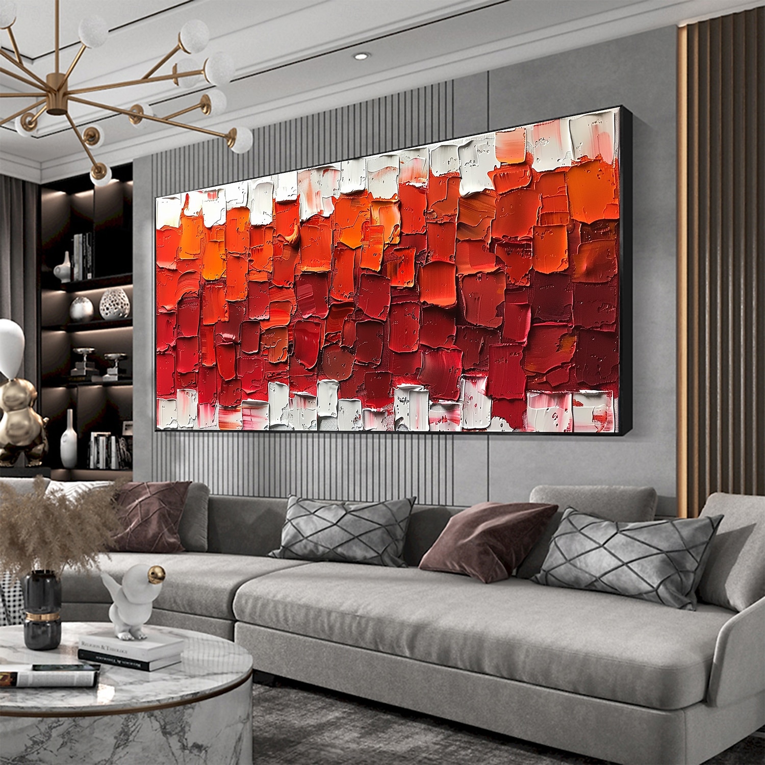 handgemachtes original minimalistisches Ölgemälde auf Leinwand abstrakt rot impasto strukturierte Wandkunst für Wohndekoration mit gespanntem Rahmen ohne Innenrahmen Gemälde 2025 - AU $206.69 –P8