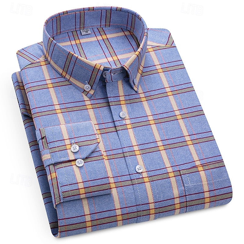 Per uomo Camicia Camicia elegante Camicia button-down Camicia Oxford Camicia a quadri Camicia con Colletto A Quadri / A Righe / Chevron / Rotondo Abbigliamento quotidiano Abbigliamento Aziendale del 2025 a $29.99 –P6