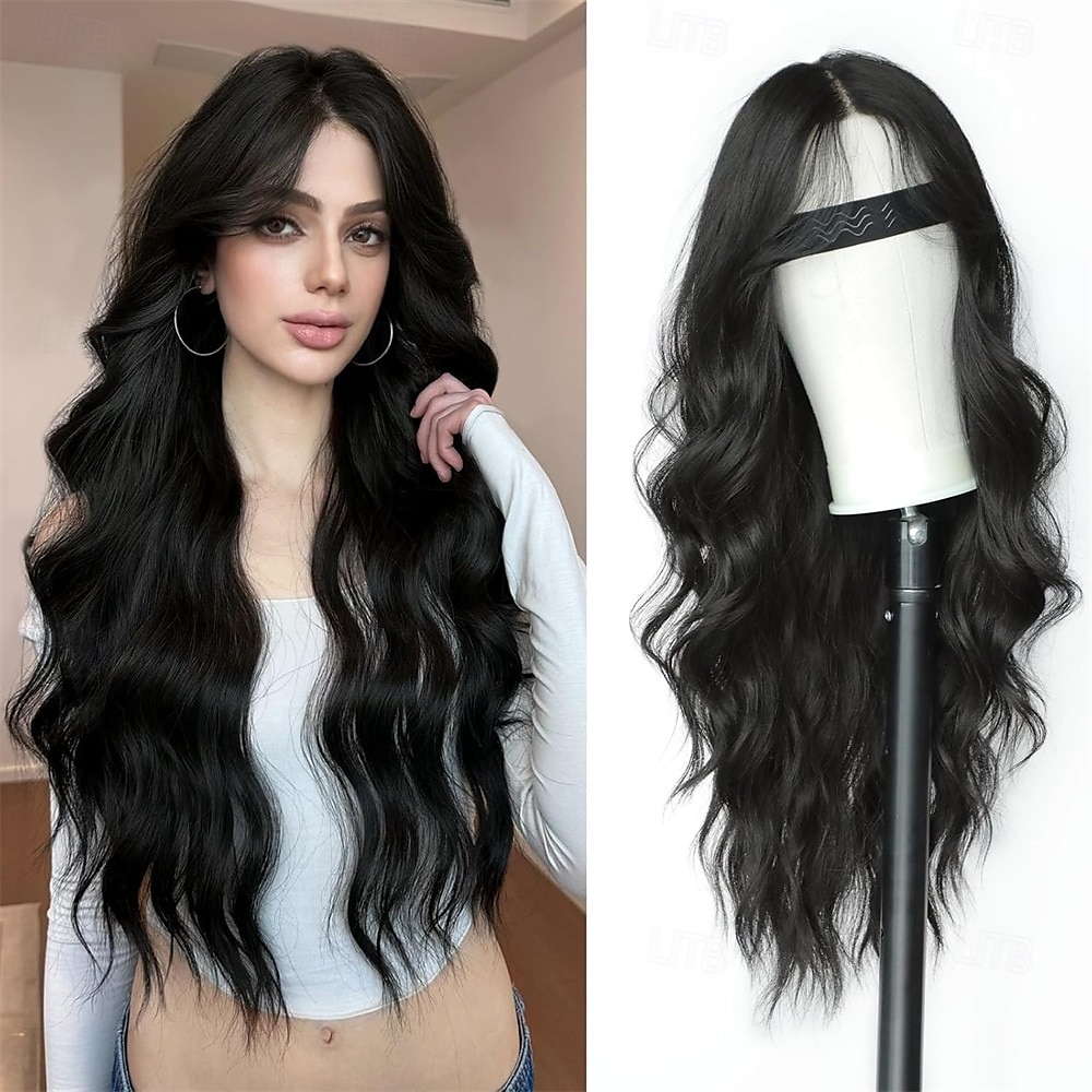 Syntetické paruky Kudrny Střední část na stroji Paruka Dlouhý Tmavěhnědá Černá Béžová Ombre Gray Ombre Blonde Umělé vlasy Dámské Měkký povrch Módní Snadné přenášení Blonďatá Černá Tónované 2025 - $27.99 –P3