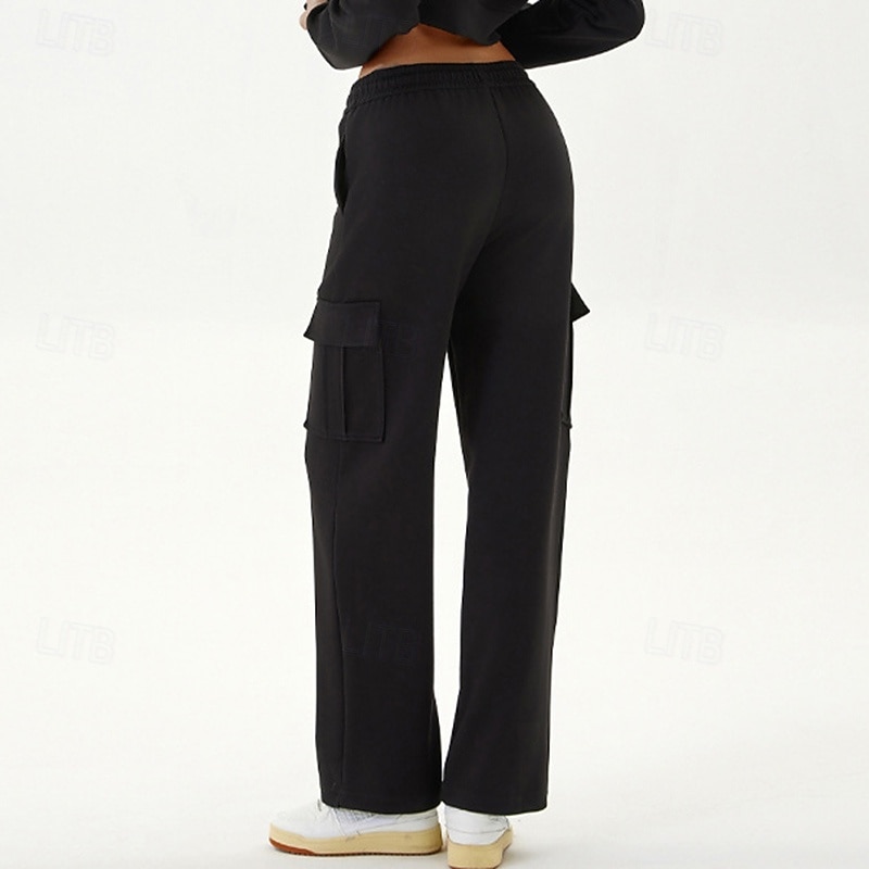 Mujer Pantalones casuales Pantalones deportivos cargo Con bolsillos Control de barriga Alta cintura Gimnasio Rutina de ejercicio De Deporte Prendas de abajo Color sólido Negro Verde Caqui Otoño 2026 - $40.99 –P17