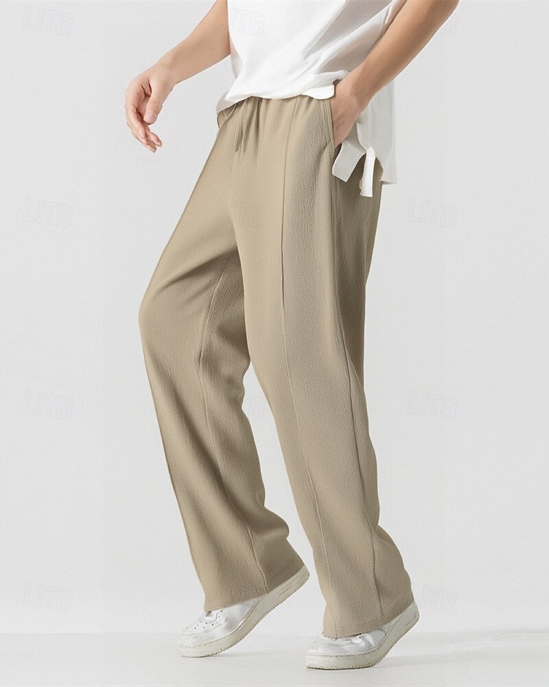 Per uomo Pantaloni in cotone e lino Pantaloni Pantaloni della tuta a gamba dritta Tasca Elastico in vita Coulisse Semplice Comodità Sport all'Aperto Quotidiano Moda Casual Nero Bianco Micro-elastico del 2025 a $18.99 –P7
