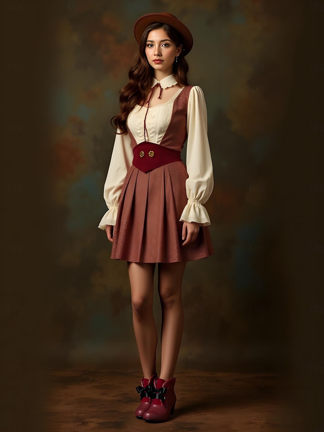 Bottines bordeaux d'inspiration victorienne des années 1900 pour femmes – bottines à talons à lacets en similicuir avec nœud en ruban pour un usage quotidien et des tenues vintage de 2025 ? $54.99 –P1
