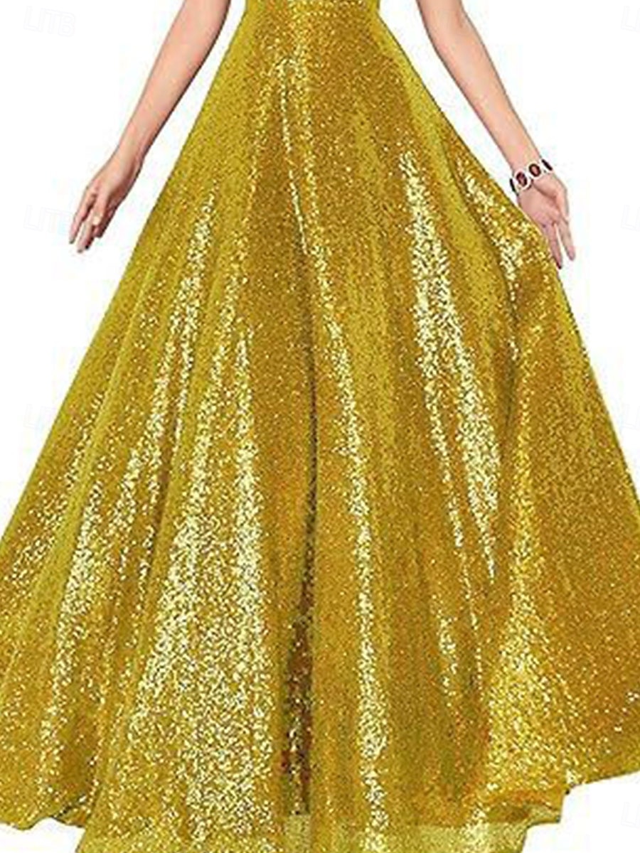 A-Line Evening Gown Elegant Dress Formal Performance Floor Length Short Sleeve Off Shoulder Sequined Backless with Pleats 2025 - $129.99 –P2
