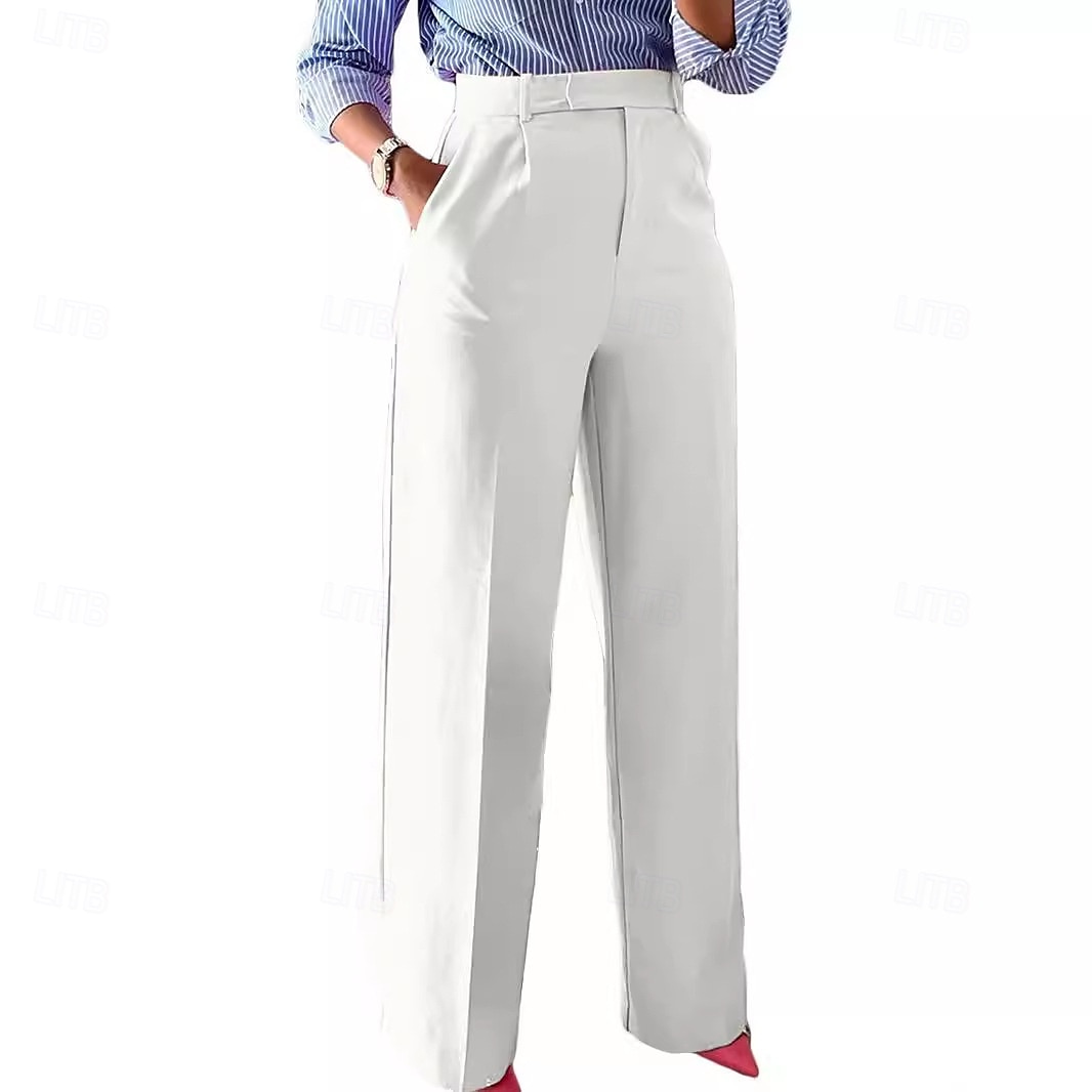 Per donna Gamba larga Pantaloni Eleganti Pantaloni Moda Lunghezza intera Naturale Semplice Tasche Laterali Comodo Traspirabilità Ufficio / Carriera Affari Nero Bianco Giallo Rosa Primavera Autunno del 2025 a $26.99 –P13