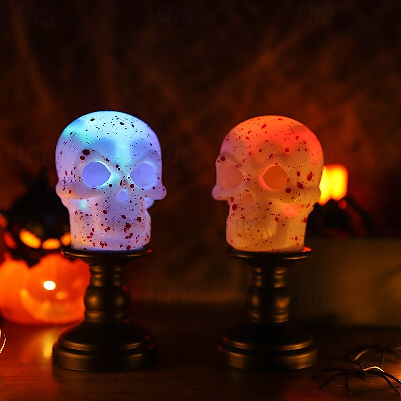 2 stk. halloween gresskarlykt hjemdekorasjon rekvisitter elektronisk stearinlys spøkelsesfestival festartikler bar hjemsøkt husdekorasjoner nattlys svart katt hodeskalle øyeeplelys 2025 - $11.49 –P8