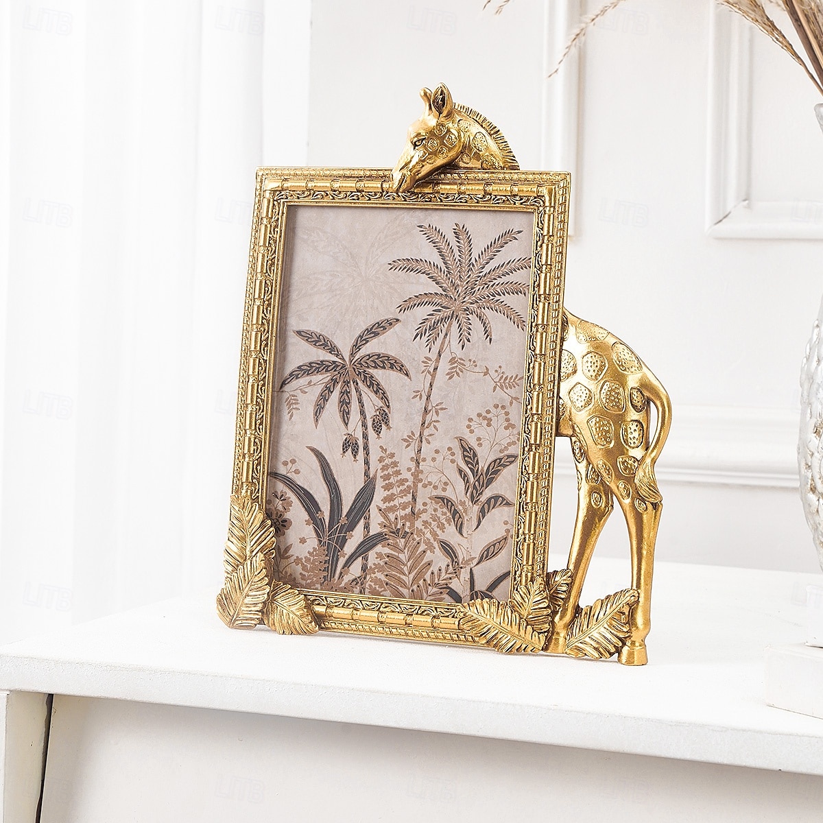 Cadre photo décoratif rectangulaire en résine dorée en forme de girafe, cadre en résine pour un affichage chaleureux des photos de bureau, idéal pour la décoration intérieure et les accessoires de de 2025 ? $20.99 –P3