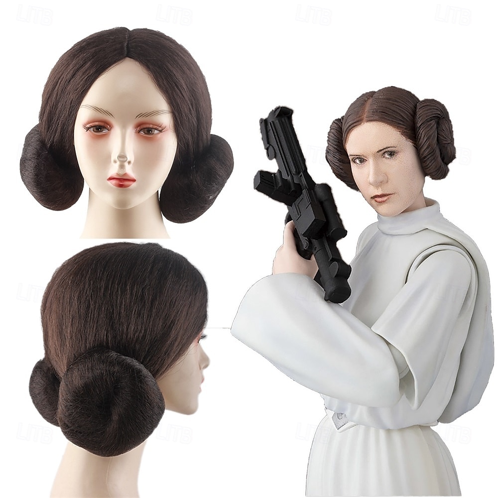 Hnědá paruka Leia Buns Star Wars s motivem Halloweenu 2025 - $18.99 –P1