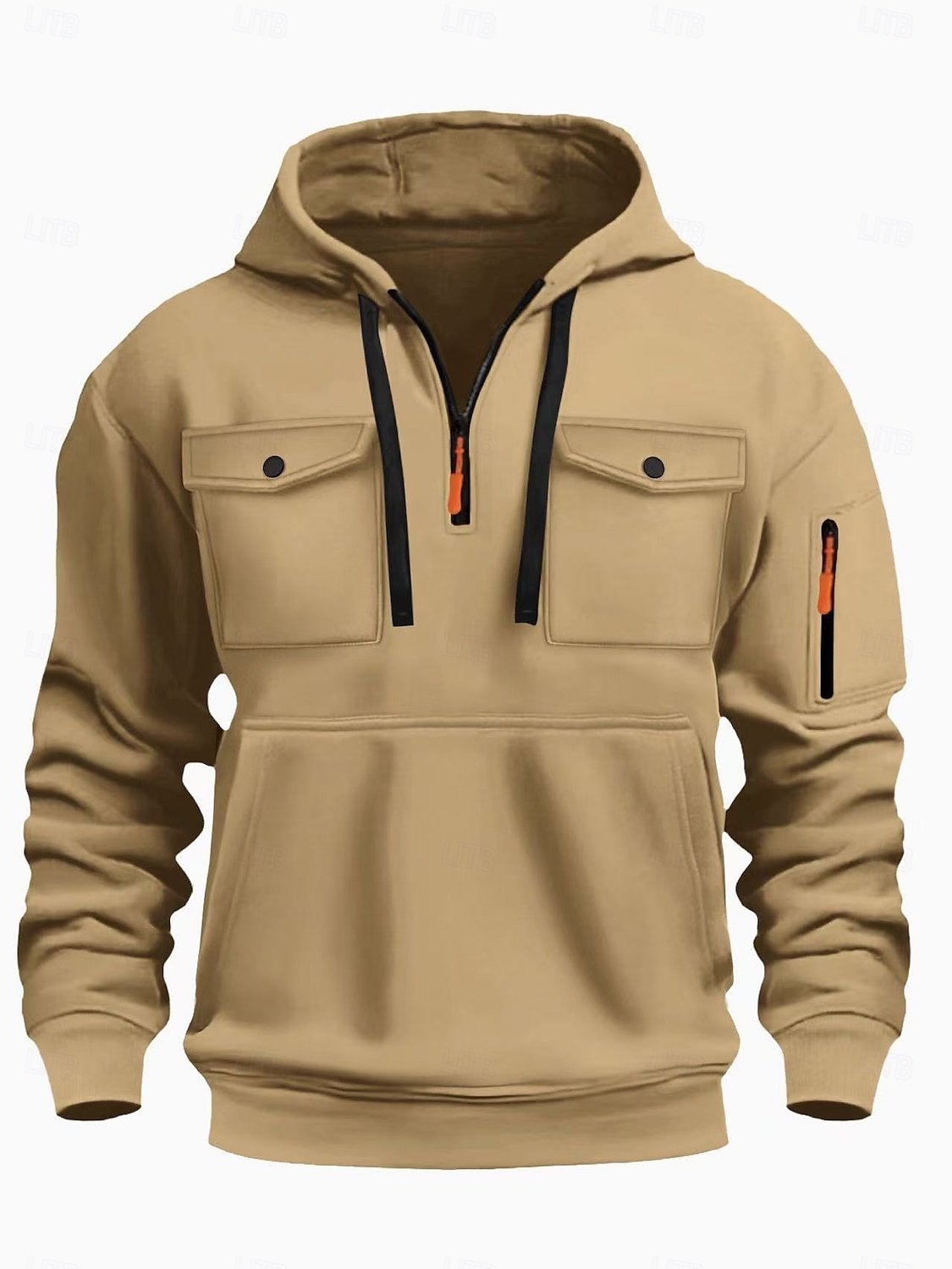 Herren Kapuzensweatshirt Viertelreißverschluss Kapuzensweatshirt Schwarz Armeegrün Marineblau Khaki Hellgrau Mit Kapuze Einfach Tasche Kordelzug Sport & Outdoor Täglich Ferien Polyester Streetwear 2025 - $23.99 –P10