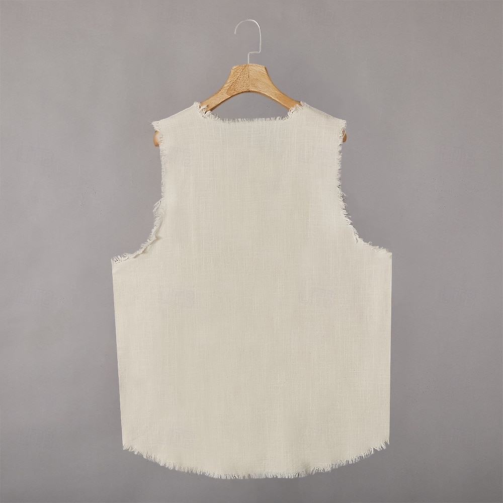 رجالي قميص كتان كنزة سترة قميص داخلي بدون كم V رقبة الصيف سهل موضة بوهيميان كلاسيكي شارع فضفاض الرياضة البيج تي شيرت للرجال 2026 - $14.99 –P5