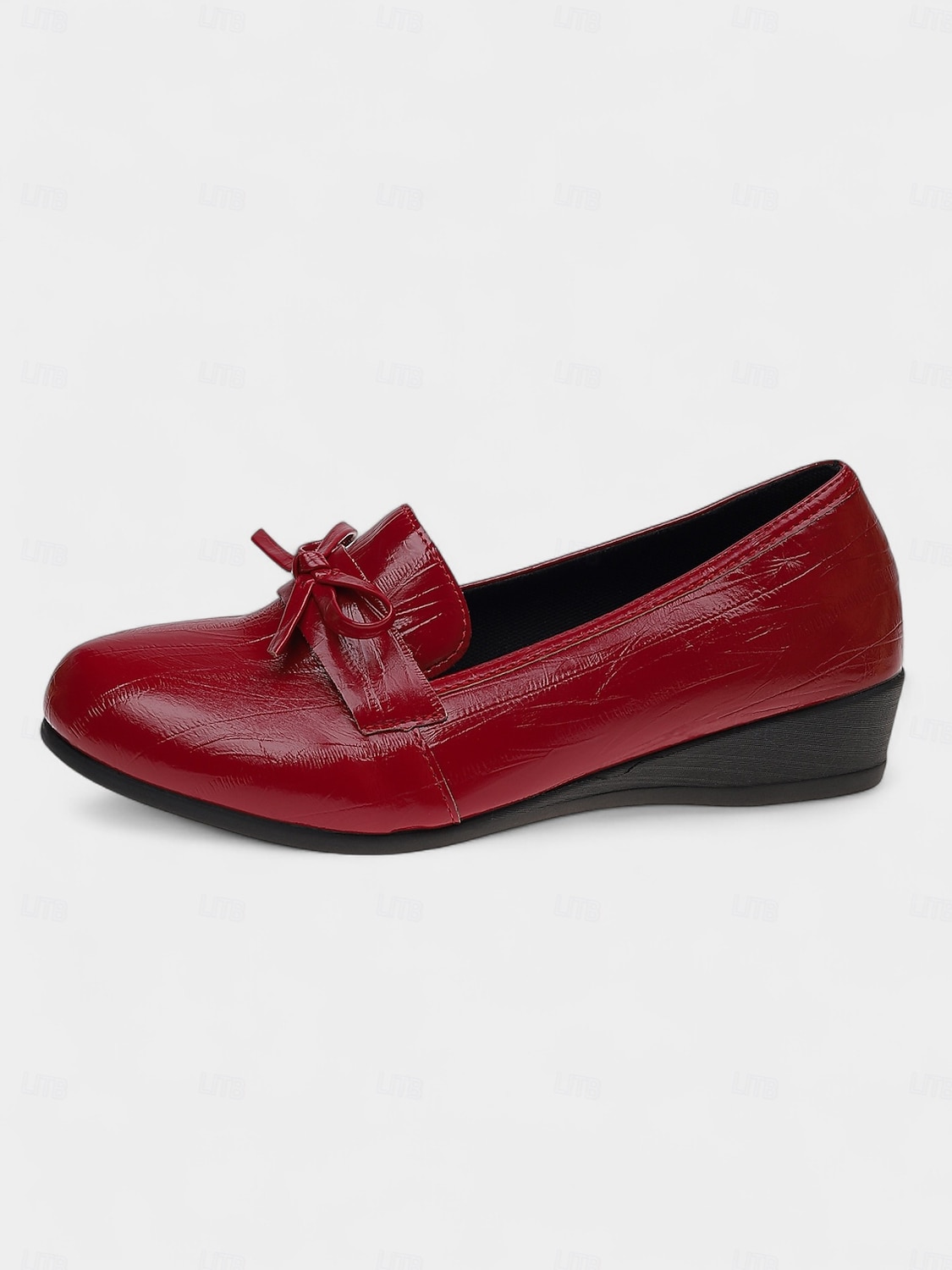 Cremefarbene Loafer aus Kunstleder für Damen – bequeme Slipper mit Schleife und Keilabsatz, lässig-elegante Schuhe fürs Büro, zum Einkaufen und für den Alltag 2025 - $26.99 –P5