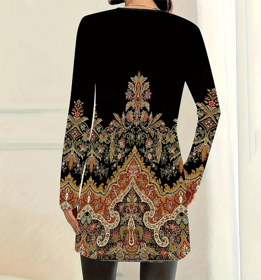 Damskie Zwykła kurtka Wygodny Oddychający Kieszeń Elegancja Zabytkowe Moda Codzienny Geometryczny Urlop Dzienne zużycie Otwarty przód Regularny Wycięcie pod szyją Luźna Długi rękaw Odzież wierzchnia 2025 - $27.99 –P3