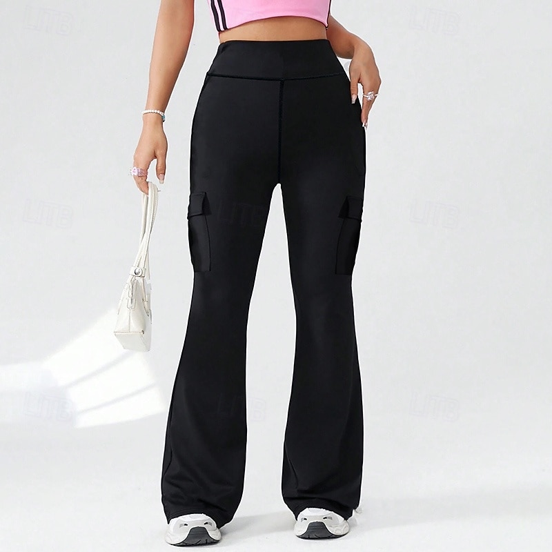 בגדי ריקוד נשים טייץ שלושת רבעי חותלות יוגה כיס בקרת בטן מותניים גבוהים חדר כושר ריקוד אתלטיקה תחתיות צבע אחיד שחור סתיו ספורט לבוש אקטיבי גזרה צמודה 2026 - $21.99 –P6