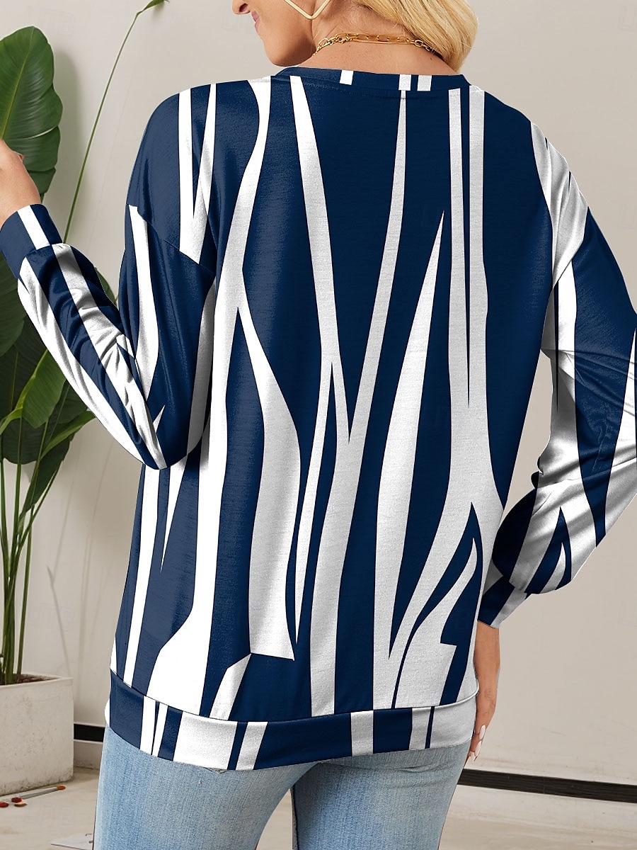 Pull à fermeture éclair quart pour femmes graphique rayé décontracté à manches longues col rond tops réguliers vêtements de rue port quotidien impression à moitié bleu violet marron vert automne hiver de 2025 ? $27.99 –P2