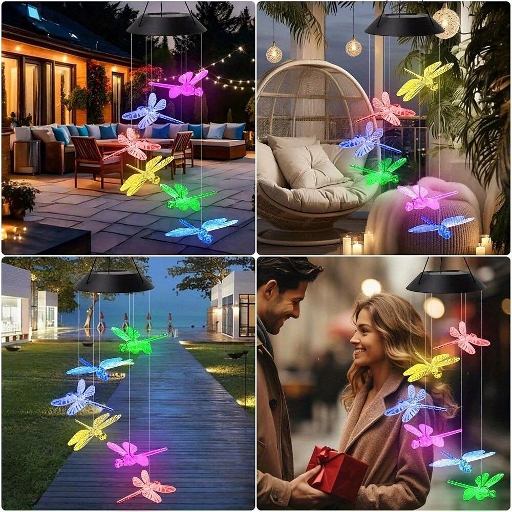 Lumină solară colorată cu 7 culori pentru vânt cu clopote de sticlă schimbătoare pentru grădină balcon terasă curte pandantiv pentru Halloween 2025 - $17.99 –P6