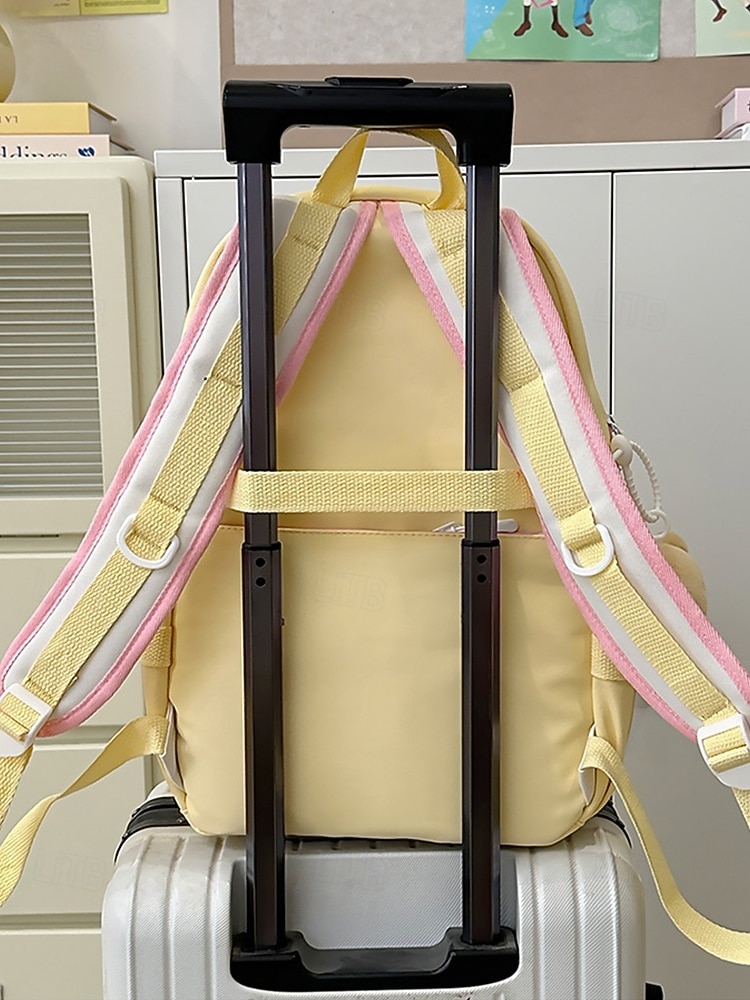 Stor reseryggsäck för tonårsflickor med vagnsrem – söt kaninbroderi, skolväska med flera fickor för mellan- och högstadieelever 2025 - $29.99 –P4