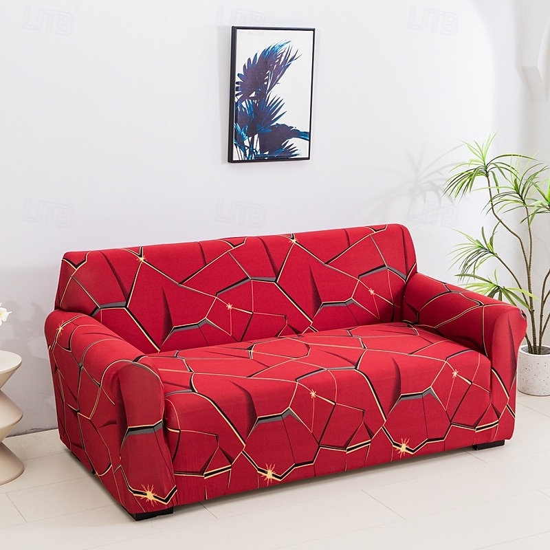 Elastic Sofa Cover With Geometry Print Stretchable Living Room Sofa Combination Horizontal Sofa Cover for 1/2/3/4 Seats Suitable for All Seasons 2025 - $22.99 –P5