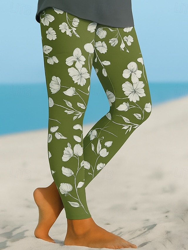 Femmes Leggings Vacances ancien Style Ethnique Longueur complète Taille haute Fleuri Graphique Impression 3D Séchage Rapide Respirabilité Doux Élastique Extérieur Maison Décontracté Noir bleu marine de 2025 ? $19.99 –P2