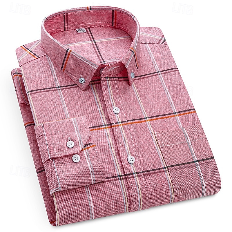 Per uomo Camicia Camicia elegante Camicia button-down Camicia Oxford Camicia a quadri A Quadri / A Righe / Chevron / Rotondo Abbigliamento quotidiano Abbigliamento Aziendale Giallo Chiaro Giallo del 2025 a $29.99 –P4