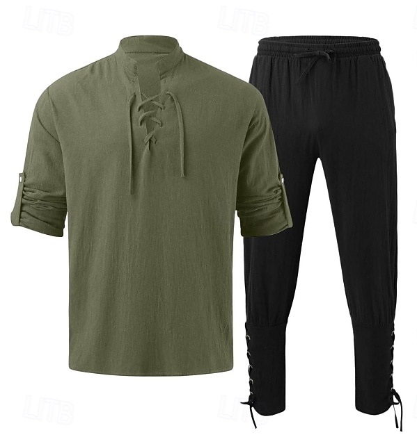 Retrò Vintage Medievale Rinascimento Pantaloni Abiti Camicia Pirata Ranger Costume Per uomo Vichingo Halloween Carnevale Mascherata Performance Mascherata LARP Adulti Camicia Pantaloni del 2026 a $44.99 –P9