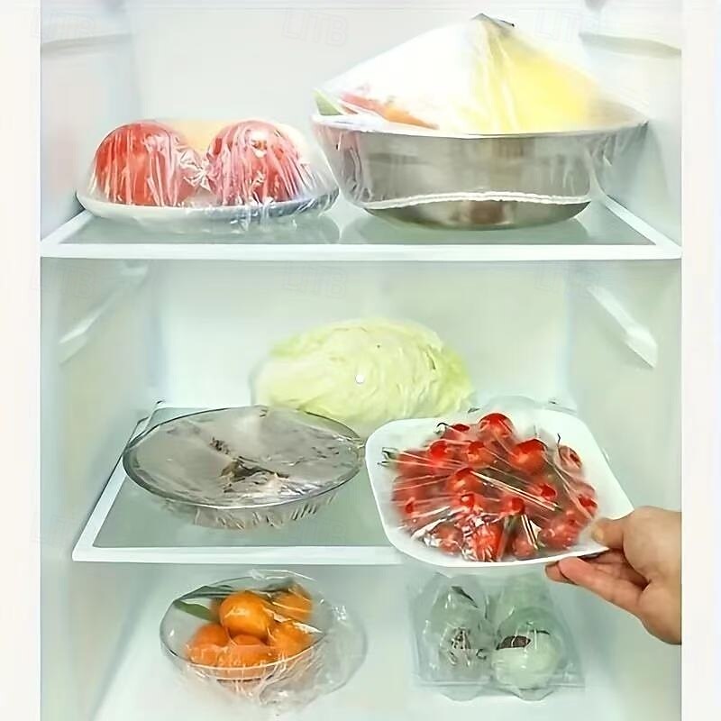 100PCS Reusable Elastic Food Storage Covers, Transparent Stretchable Plastic Bowl and Plate Lids, Airtight Seal Wraps, No Odor, Ideal Alternative to Foil and Cling Film for Kitchen Use 2025 - $6.49 –P4
