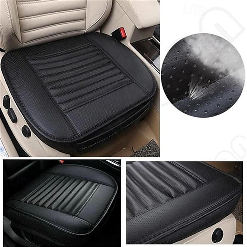 Capa de almofada para assento de carro 2 peças, universal, 5d, couro de carvão de bambu, respirável, à prova d'água, protetor de assento de carro com tudo incluído de 2025 por $51.99 –P8