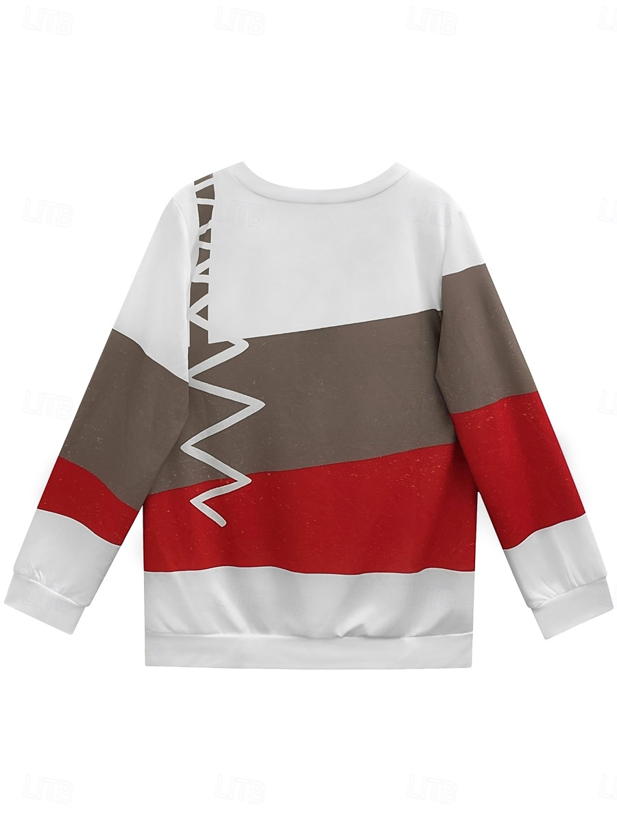 Women's Pullover Sweatshirt Zip Up Sweatshirts Graphic Geometric Abstract Fashion Casual Long Sleeve Crew Neck Regular Tops Street Dailywear Zipper Print Red Fall Winter 2025 - $27.99 –P2