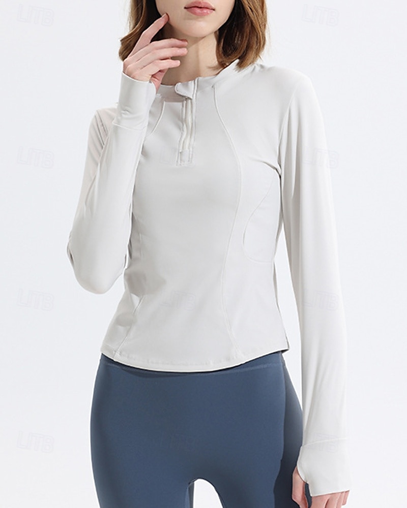 Per donna Maglietta da ginnastica Camicie a maniche lunghe Cerniera a un quarto Manica Lunga Top Athleisure Autunno Morbido Abbigliamento leggero Traspirante All'aperto Corsa Yoga abbigliamento del 2025 a $26.99 –P4