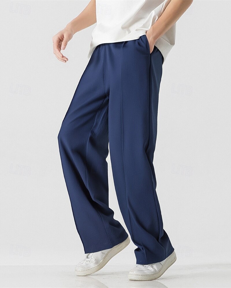 Per uomo Pantaloni in cotone e lino Pantaloni Pantaloni della tuta a gamba dritta Tasca Elastico in vita Coulisse Semplice Comodità Sport all'Aperto Quotidiano Moda Casual Nero Bianco Micro-elastico del 2025 a $18.99 –P8