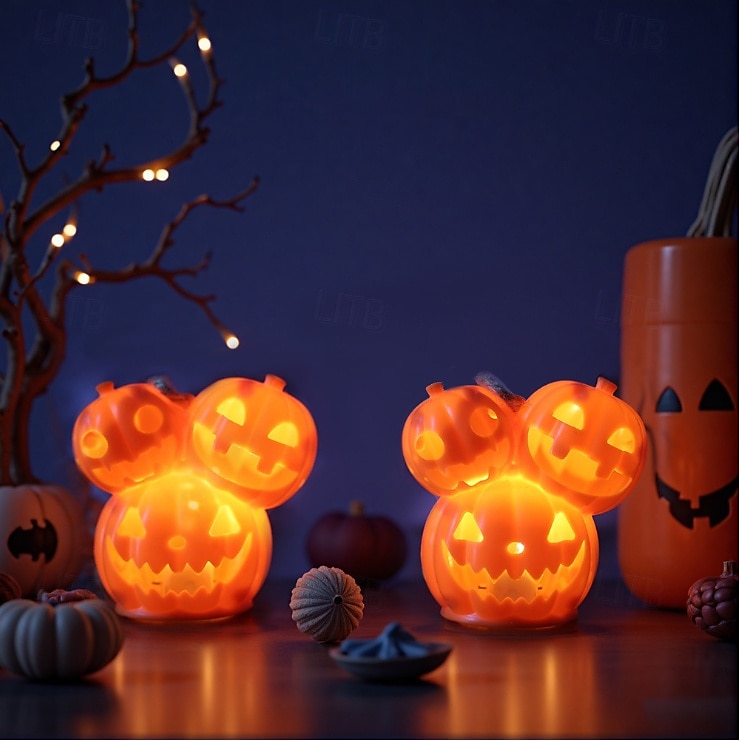 2025年 ハロウィンかぼちゃランタン 光る装飾小道具 3頭ミュータントかぼちゃランタン 雰囲気のある飾りランプ 1個  コレクション – $4.99 –P16