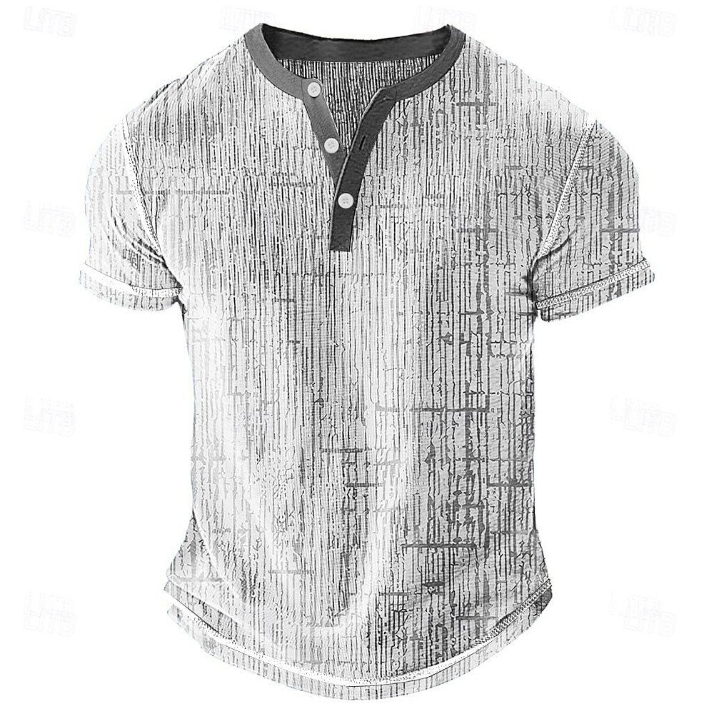 Homme Géométrique Chemise Henley T-shirt gaufré Manche Courte Quotidien Rétro Vintage Classique Sport en Plein Air Occasionnel Fête Été Printemps & Été Blanche Bleu Vert Pourpre Marron Henley T-shirt de 2026 ? $25.99 –P5