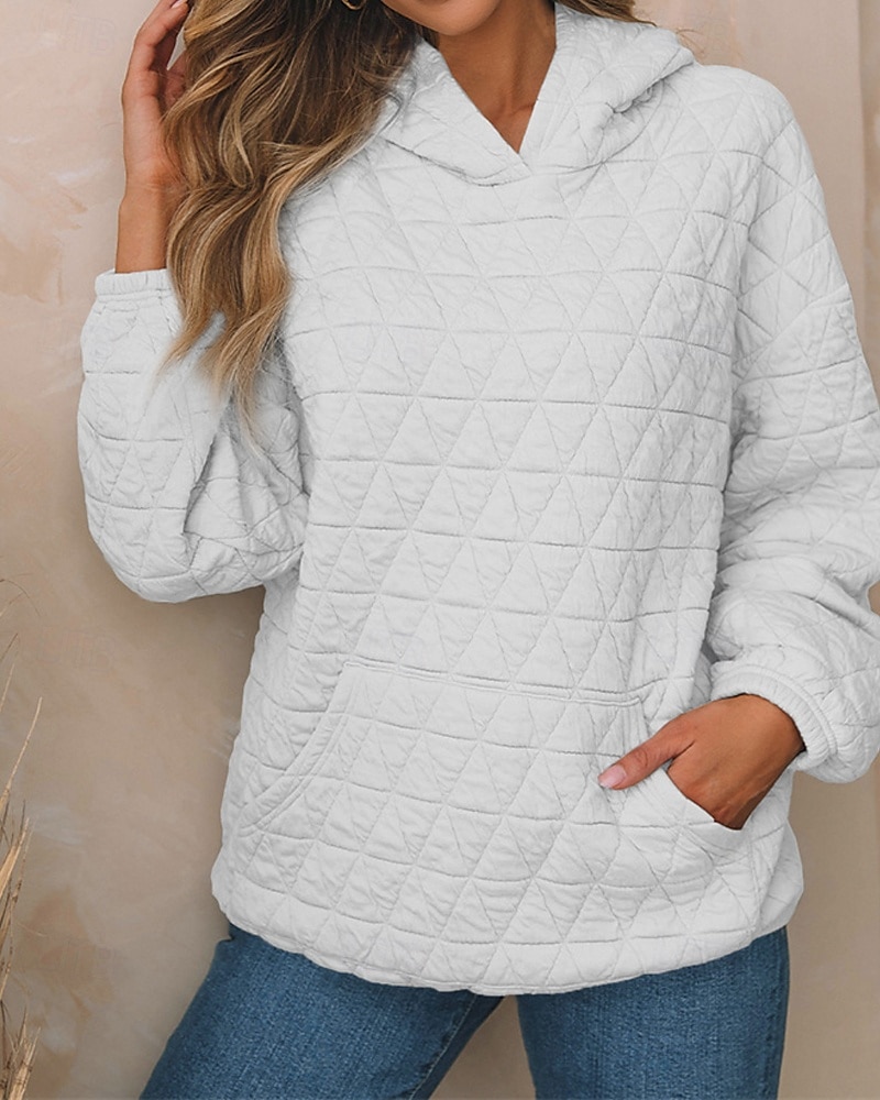Per donna Felpa con cappuccio Semplice Streetwear Casual Comodo Manica Lunga Con Cappuccio Top Regolari Streetwear Ferie Uscire Nero Bianco Grigio Autunno del 2025 a $31.99 –P1