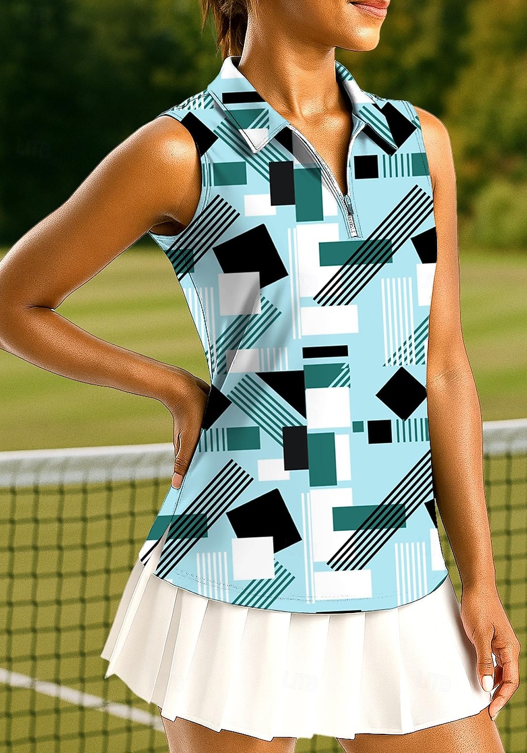 Mujer Tops Camisa deportiva Camisas de polo Camiseta de tenis Sin Mangas Cremallera UPF50+ Resistente a los rayos UV Alta elasticidad Dispersor de humedad Transpirable Tenis pepinillo Corriendo 2025 - $20.99 –P1